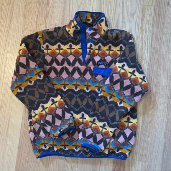 RARE Patagonia Lightweight Synchilla Snap-T Fleece in Companions Big Anthos Pink - Picture 3 of 4